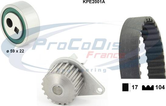 Procodis France KPE2001A - Водяной насос + комплект зубчатого ремня ГРМ autospares.lv