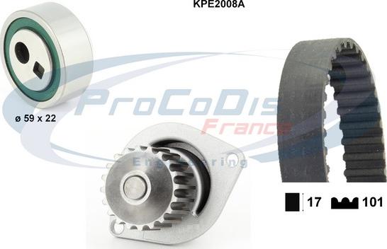 Procodis France KPE2008A - Водяной насос + комплект зубчатого ремня ГРМ autospares.lv