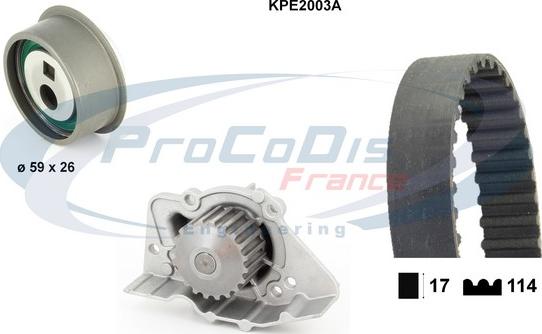 Procodis France KPE2003A - Водяной насос + комплект зубчатого ремня ГРМ autospares.lv