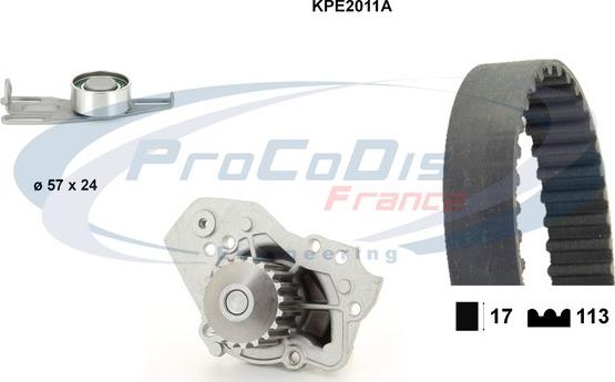 Procodis France KPE2011A - Водяной насос + комплект зубчатого ремня ГРМ autospares.lv