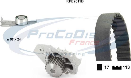 Procodis France KPE2011B - Водяной насос + комплект зубчатого ремня ГРМ autospares.lv