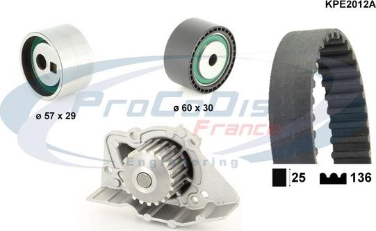 Procodis France KPE2012A - Водяной насос + комплект зубчатого ремня ГРМ autospares.lv