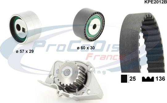 Procodis France KPE2012B - Водяной насос + комплект зубчатого ремня ГРМ autospares.lv