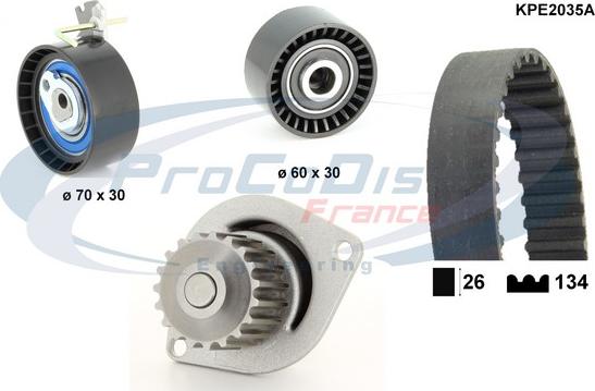 Procodis France KPE2035A - Водяной насос + комплект зубчатого ремня ГРМ autospares.lv