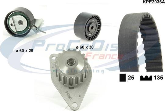 Procodis France KPE2036A - Водяной насос + комплект зубчатого ремня ГРМ autospares.lv