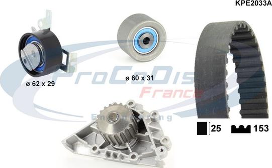 Procodis France KPE2033A - Водяной насос + комплект зубчатого ремня ГРМ autospares.lv