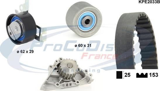 Procodis France KPE2033B - Водяной насос + комплект зубчатого ремня ГРМ autospares.lv