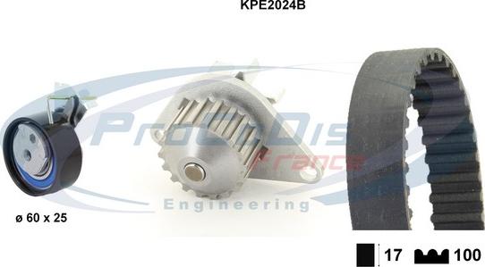 Procodis France KPE2024B - Водяной насос + комплект зубчатого ремня ГРМ autospares.lv