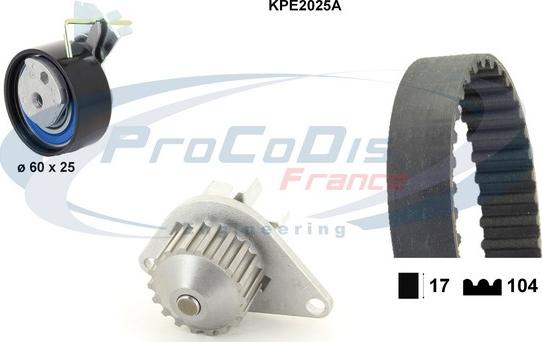 Procodis France KPE2025A - Водяной насос + комплект зубчатого ремня ГРМ autospares.lv