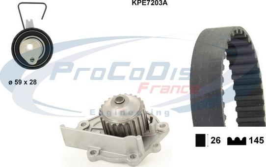 Procodis France KPE7203A - Водяной насос + комплект зубчатого ремня ГРМ autospares.lv