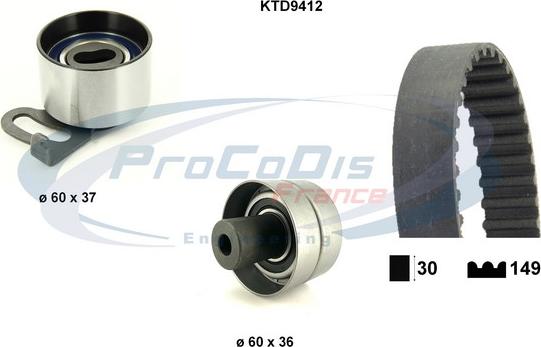 Procodis France KTD9412 - Комплект зубчатого ремня ГРМ autospares.lv