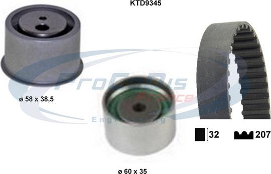 Procodis France KTD9345 - Комплект зубчатого ремня ГРМ autospares.lv