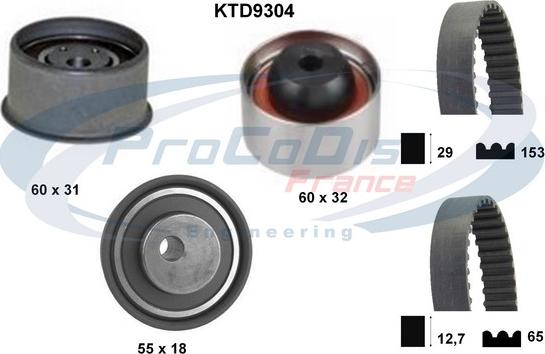 Procodis France KTD9304 - Комплект зубчатого ремня ГРМ autospares.lv