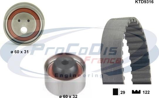 Procodis France KTD9316 - Комплект зубчатого ремня ГРМ autospares.lv