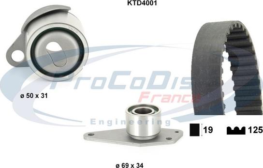 Procodis France KTD4001 - Комплект зубчатого ремня ГРМ autospares.lv