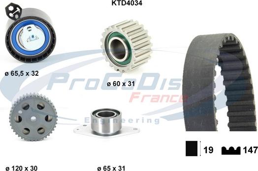 Procodis France KTD4034 - Комплект зубчатого ремня ГРМ autospares.lv