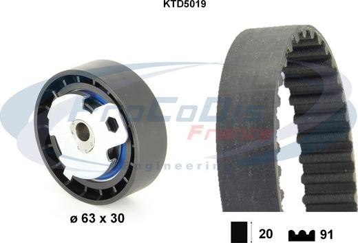 Procodis France KTD5019 - Комплект зубчатого ремня ГРМ autospares.lv