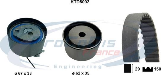 Procodis France KTD8002 - Комплект зубчатого ремня ГРМ autospares.lv