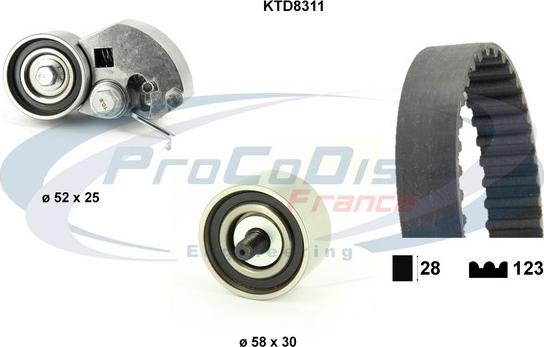 Procodis France KTD8311 - Комплект зубчатого ремня ГРМ autospares.lv