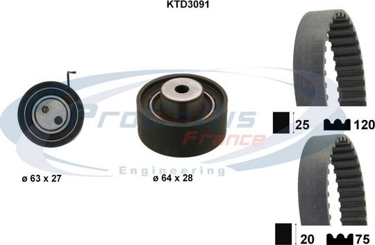 Procodis France KTD3091 - Комплект зубчатого ремня ГРМ autospares.lv