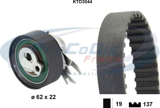 Procodis France KTD3044 - Комплект зубчатого ремня ГРМ autospares.lv