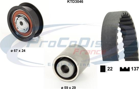 Procodis France KTD3046 - Комплект зубчатого ремня ГРМ autospares.lv
