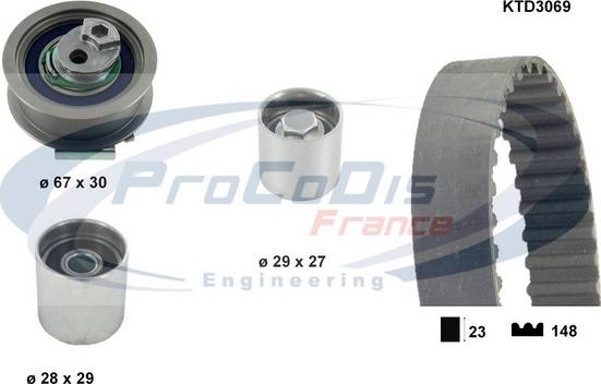 Procodis France KTD3069 - Комплект зубчатого ремня ГРМ autospares.lv