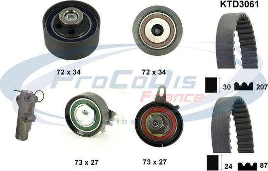 Procodis France KTD3061 - Комплект зубчатого ремня ГРМ autospares.lv