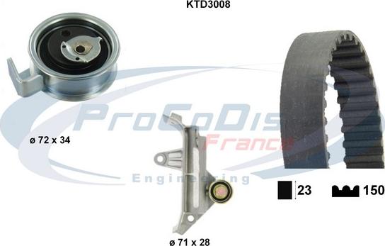 Procodis France KTD3008 - Комплект зубчатого ремня ГРМ autospares.lv