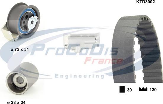 Procodis France KTD3002 - Комплект зубчатого ремня ГРМ autospares.lv