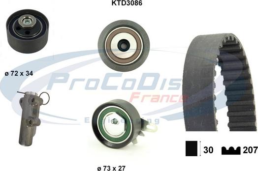 Procodis France KTD3086 - Комплект зубчатого ремня ГРМ autospares.lv