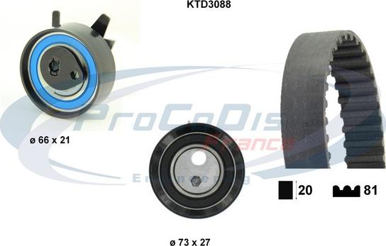 Procodis France KTD3088 - Комплект зубчатого ремня ГРМ autospares.lv