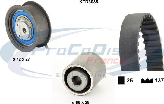 Procodis France KTD3038 - Комплект зубчатого ремня ГРМ autospares.lv