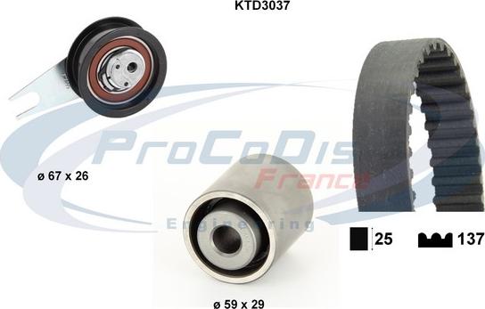 Procodis France KTD3037 - Комплект зубчатого ремня ГРМ autospares.lv