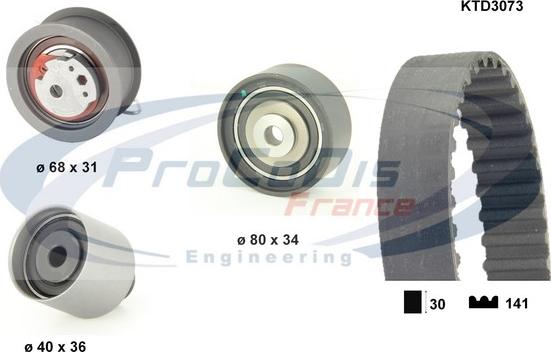 Procodis France KTD3073 - Комплект зубчатого ремня ГРМ autospares.lv