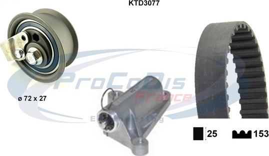 Procodis France KTD3077 - Комплект зубчатого ремня ГРМ autospares.lv