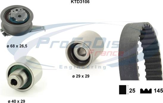 Procodis France KTD3106 - Комплект зубчатого ремня ГРМ autospares.lv