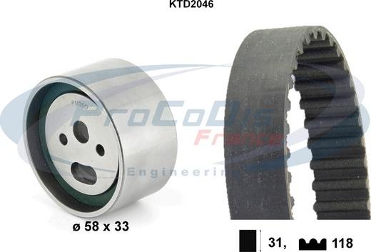 Procodis France KTD2046 - Комплект зубчатого ремня ГРМ autospares.lv