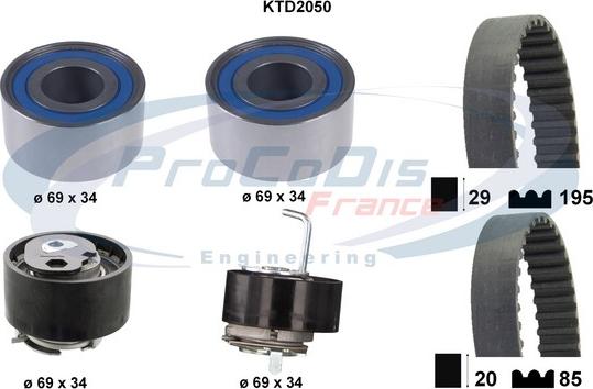 Procodis France KTD2050 - Комплект зубчатого ремня ГРМ autospares.lv