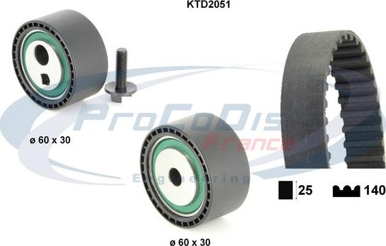 Procodis France KTD2051 - Комплект зубчатого ремня ГРМ autospares.lv