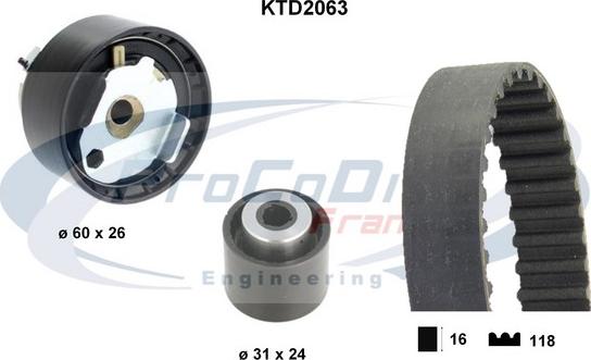 Procodis France KTD2063 - Комплект зубчатого ремня ГРМ autospares.lv