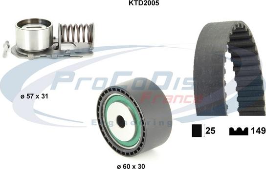 Procodis France KTD2005 - Комплект зубчатого ремня ГРМ autospares.lv