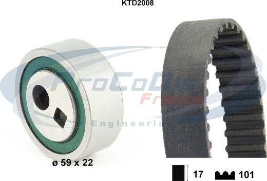 Procodis France KTD2008 - Комплект зубчатого ремня ГРМ autospares.lv