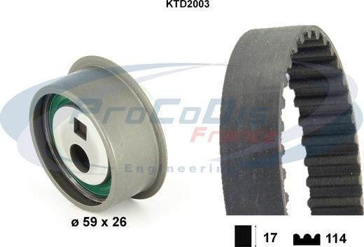 Procodis France KTD2003 - Комплект зубчатого ремня ГРМ autospares.lv