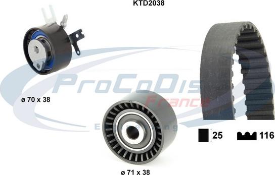 Procodis France KTD2038 - Комплект зубчатого ремня ГРМ autospares.lv
