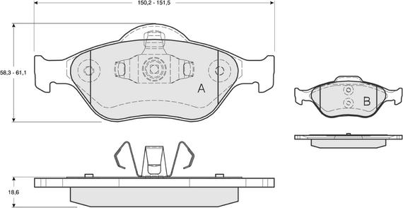 Procodis France PF1255 - Тормозные колодки, дисковые, комплект autospares.lv