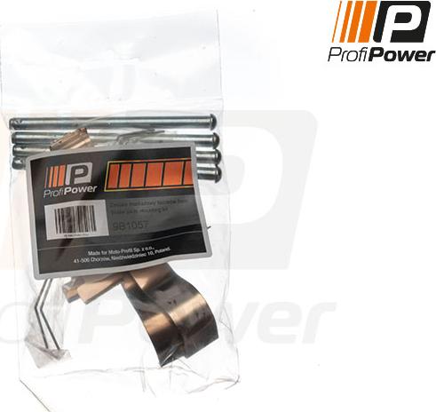 ProfiPower 9B1057 - Комплектующие для колодок дискового тормоза autospares.lv