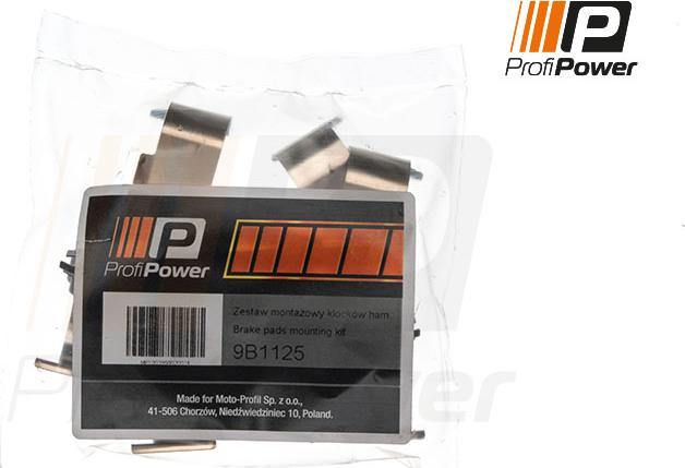 ProfiPower 9B1125 - Комплектующие для колодок дискового тормоза autospares.lv