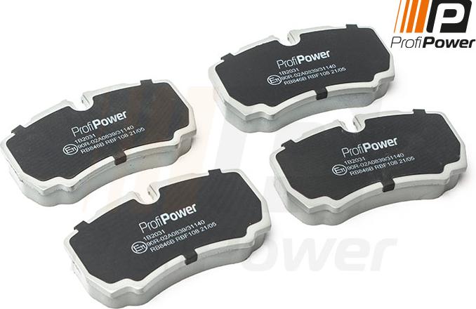 ProfiPower 1B2031 - Тормозные колодки, дисковые, комплект autospares.lv