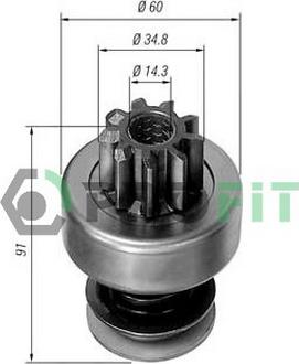 Profit 1910-8054 - Ведущая шестерня, бендикс, стартер autospares.lv